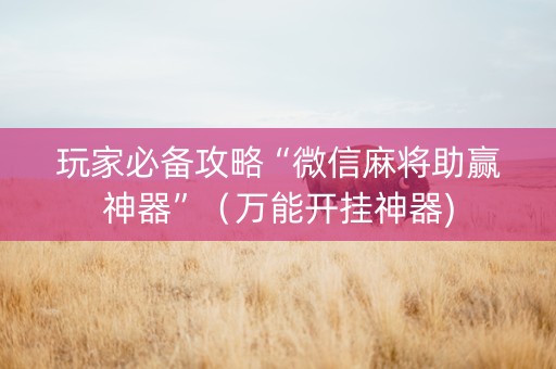 玩家必备攻略“微信麻将助赢神器”（万能开挂神器)