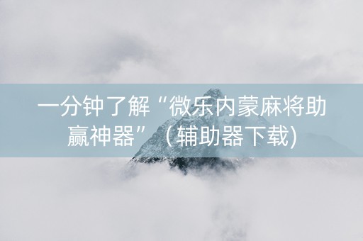 一分钟了解“微乐内蒙麻将助赢神器”（辅助器下载)