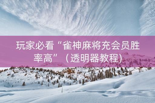 玩家必看“雀神麻将充会员胜率高”（透明器教程)