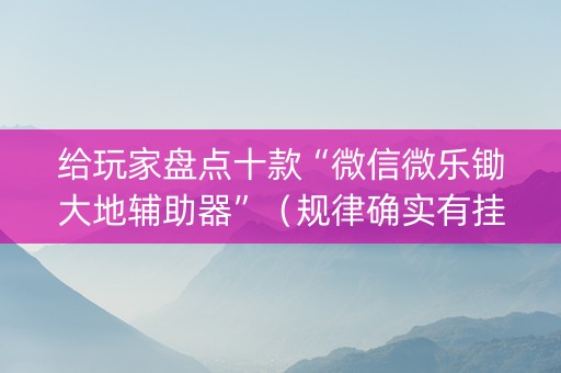给玩家盘点十款“微信微乐锄大地辅助器”（规律确实有挂)