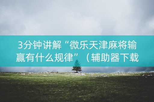 3分钟讲解“微乐天津麻将输赢有什么规律”（辅助器下载)