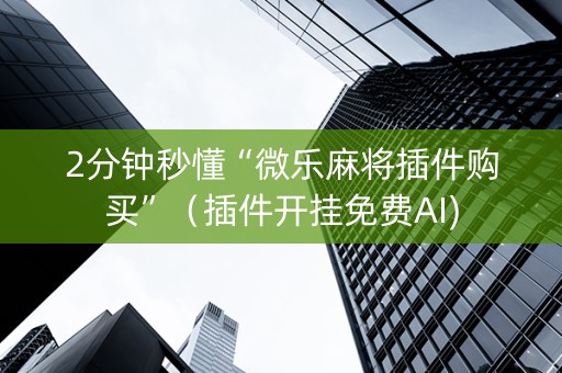 2分钟秒懂“微乐麻将插件购买”（插件开挂免费AI)