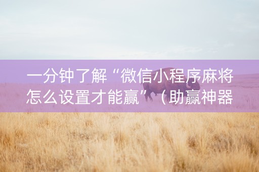 一分钟了解“微信小程序麻将怎么设置才能赢”（助赢神器)