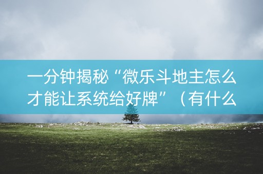 一分钟揭秘“微乐斗地主怎么才能让系统给好牌”（有什么诀窍)