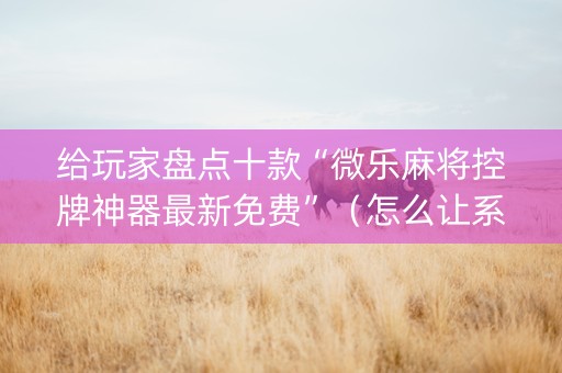 给玩家盘点十款“微乐麻将控牌神器最新免费”（怎么让系统给你发好牌)
