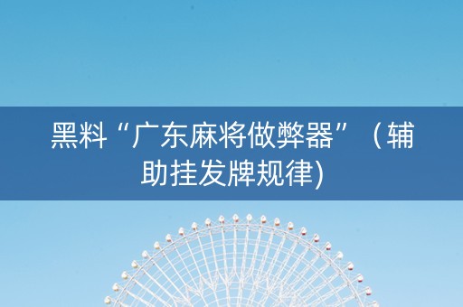黑料“广东麻将做弊器”（辅助挂发牌规律)