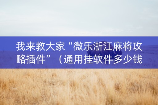 我来教大家“微乐浙江麻将攻略插件”（通用挂软件多少钱)