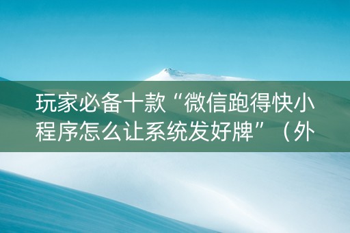 玩家必备十款“微信跑得快小程序怎么让系统发好牌”（外辅工具)