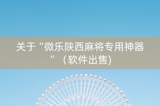 关于“微乐陕西麻将专用神器”（软件出售)