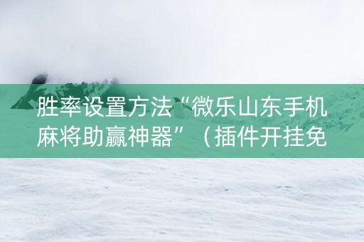 胜率设置方法“微乐山东手机麻将助赢神器”（插件开挂免费AI)