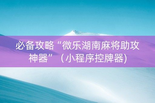 必备攻略“微乐湖南麻将助攻神器”（小程序控牌器)