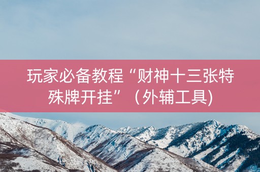 玩家必备教程“财神十三张特殊牌开挂”（外辅工具)