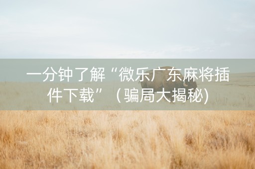 一分钟了解“微乐广东麻将插件下载”（骗局大揭秘)