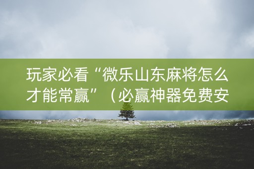 玩家必看“微乐山东麻将怎么才能常赢”（必赢神器免费安装)
