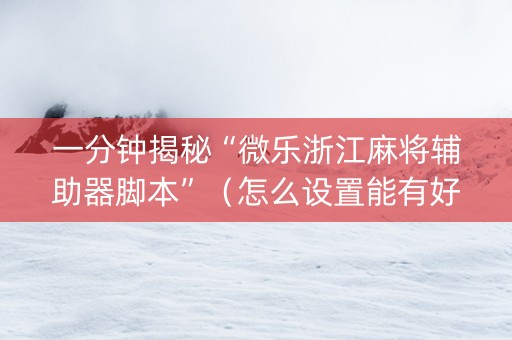 一分钟揭秘“微乐浙江麻将辅助器脚本”（怎么设置能有好牌)