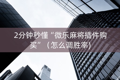 2分钟秒懂“微乐麻将插件购买”（怎么调胜率)