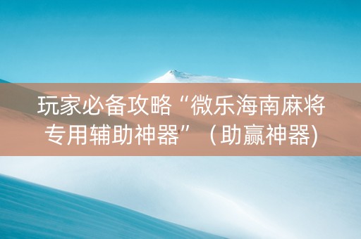 玩家必备攻略“微乐海南麻将专用辅助神器”（助赢神器)