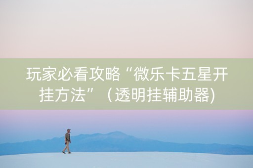 玩家必看攻略“微乐卡五星开挂方法”（透明挂辅助器)