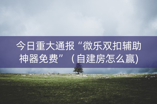 今日重大通报“微乐双扣辅助神器免费”（自建房怎么赢)