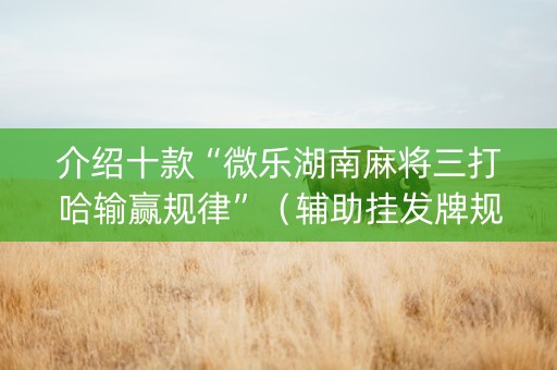 介绍十款“微乐湖南麻将三打哈输赢规律”（辅助挂发牌规律)