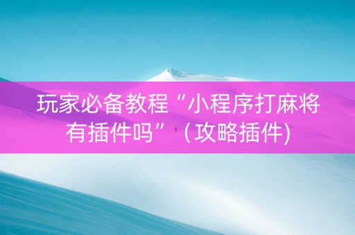 玩家必备教程“小程序打麻将有插件吗”（攻略插件)