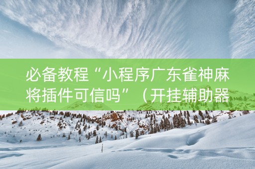 必备教程“小程序广东雀神麻将插件可信吗”（开挂辅助器插件)
