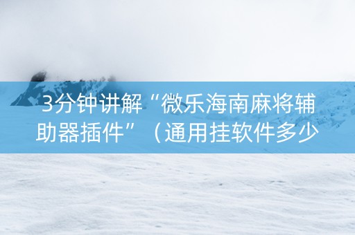 3分钟讲解“微乐海南麻将辅助器插件”（通用挂软件多少钱)
