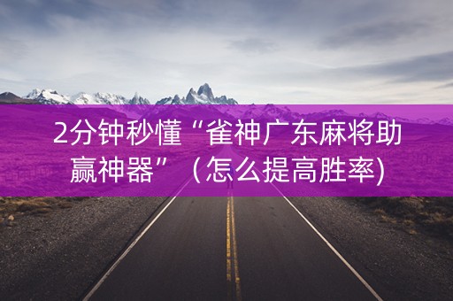 2分钟秒懂“雀神广东麻将助赢神器”（怎么提高胜率)