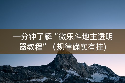 一分钟了解“微乐斗地主透明器教程”（规律确实有挂)