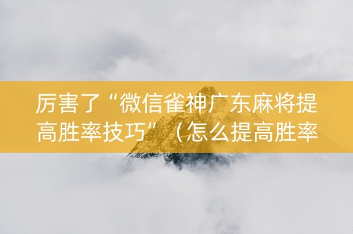 厉害了“微信雀神广东麻将提高胜率技巧”（怎么提高胜率)