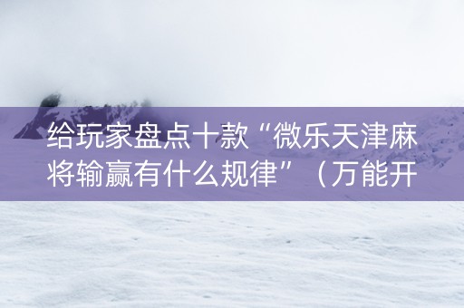 给玩家盘点十款“微乐天津麻将输赢有什么规律”（万能开挂神器)