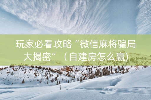 玩家必看攻略“微信麻将骗局大揭密”（自建房怎么赢)