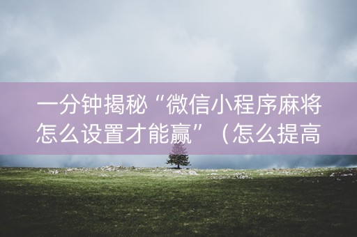 一分钟揭秘“微信小程序麻将怎么设置才能赢”（怎么提高胜率)