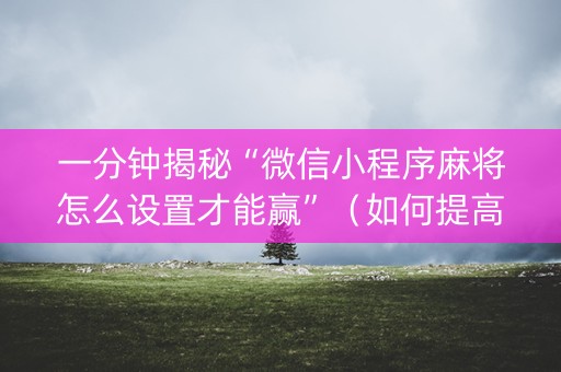 一分钟揭秘“微信小程序麻将怎么设置才能赢”（如何提高胜率)