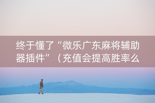 终于懂了“微乐广东麻将辅助器插件”（充值会提高胜率么)