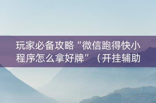 玩家必备攻略“微信跑得快小程序怎么拿好牌”（开挂辅助器脚本)