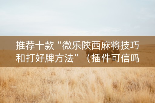 推荐十款“微乐陕西麻将技巧和打好牌方法”（插件可信吗)