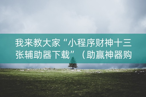 我来教大家“小程序财神十三张辅助器下载”（助赢神器购买)