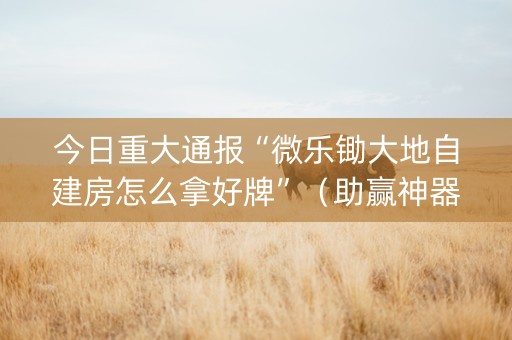 今日重大通报“微乐锄大地自建房怎么拿好牌”（助赢神器购买)