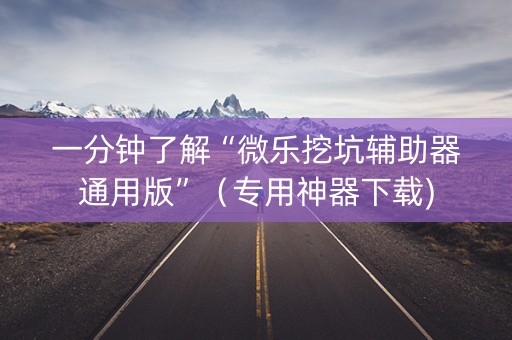 一分钟了解“微乐挖坑辅助器通用版”（专用神器下载)