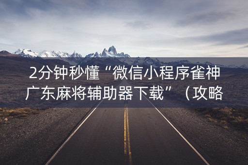 2分钟秒懂“微信小程序雀神广东麻将辅助器下载”（攻略插件)