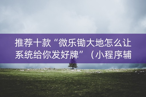 推荐十款“微乐锄大地怎么让系统给你发好牌”（小程序辅助软件)