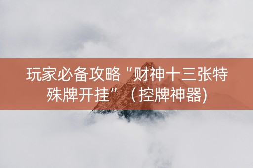 玩家必备攻略“财神十三张特殊牌开挂”（控牌神器)