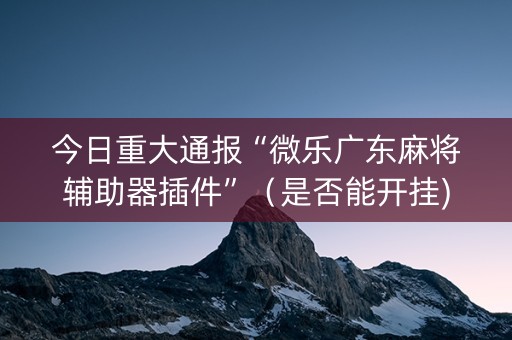 今日重大通报“微乐广东麻将辅助器插件”（是否能开挂)