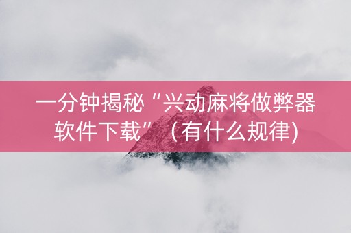 一分钟揭秘“兴动麻将做弊器软件下载”（有什么规律)