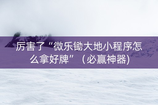 厉害了“微乐锄大地小程序怎么拿好牌”（必赢神器)