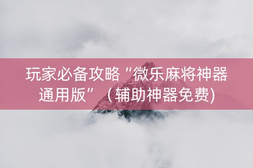 玩家必备攻略“微乐麻将神器通用版”（辅助神器免费)