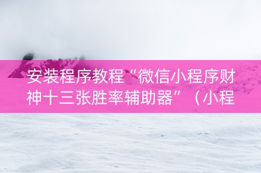 安装程序教程“微信小程序财神十三张胜率辅助器”（小程序必赢神器)