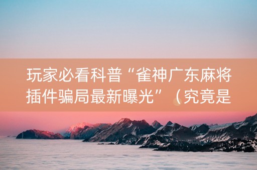 玩家必看科普“雀神广东麻将插件骗局最新曝光”（究竟是不是有挂)