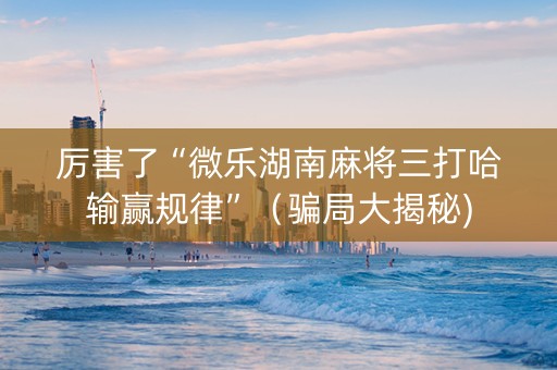厉害了“微乐湖南麻将三打哈输赢规律”（骗局大揭秘)